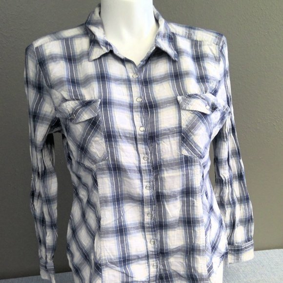Style Co Womens Sparkle Plaid Shirt Red Size Small main image 1